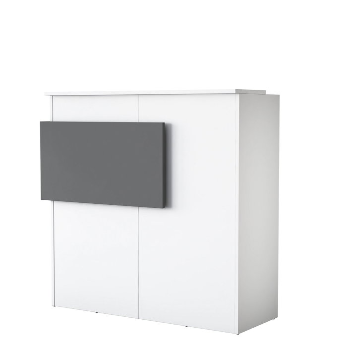Hanah Home MA102 - 2929 Mesa de Recepción, Blanco y Mármol, 110 cm Ancho x 110 cm Alto x 40 cm Fondo